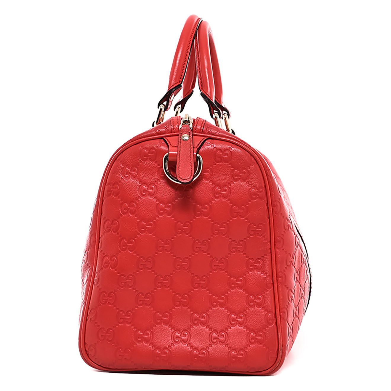 Gucci Sac à main Boston en Cuir Monogramme rouge - Très bon état - L.32 cm
