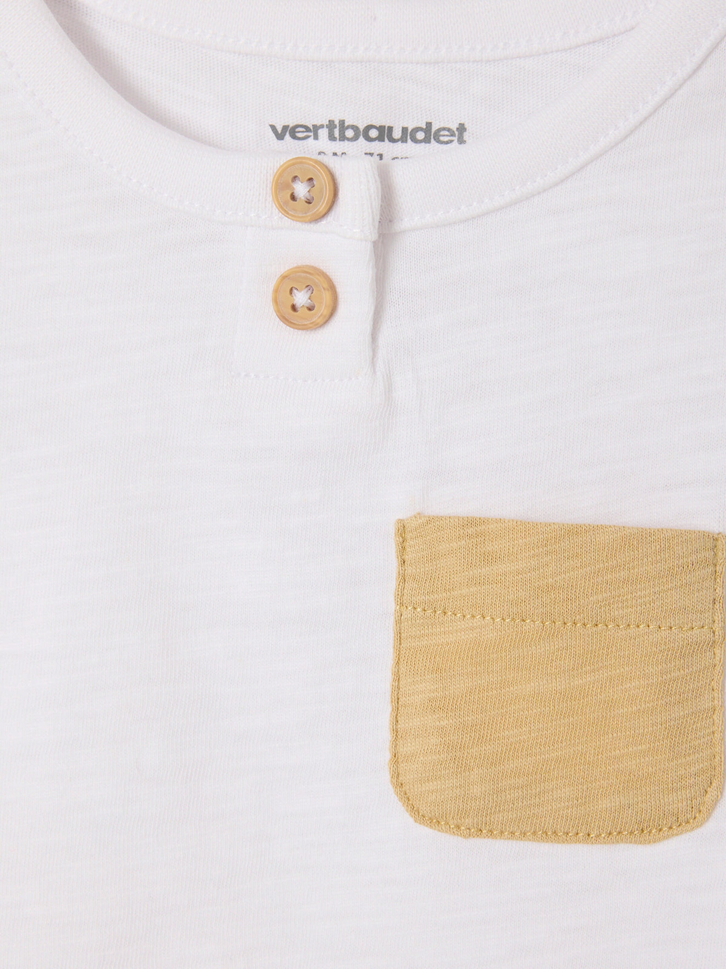 Vertbaudet Baby Top mit Tasche in Kontrastoptik weiß