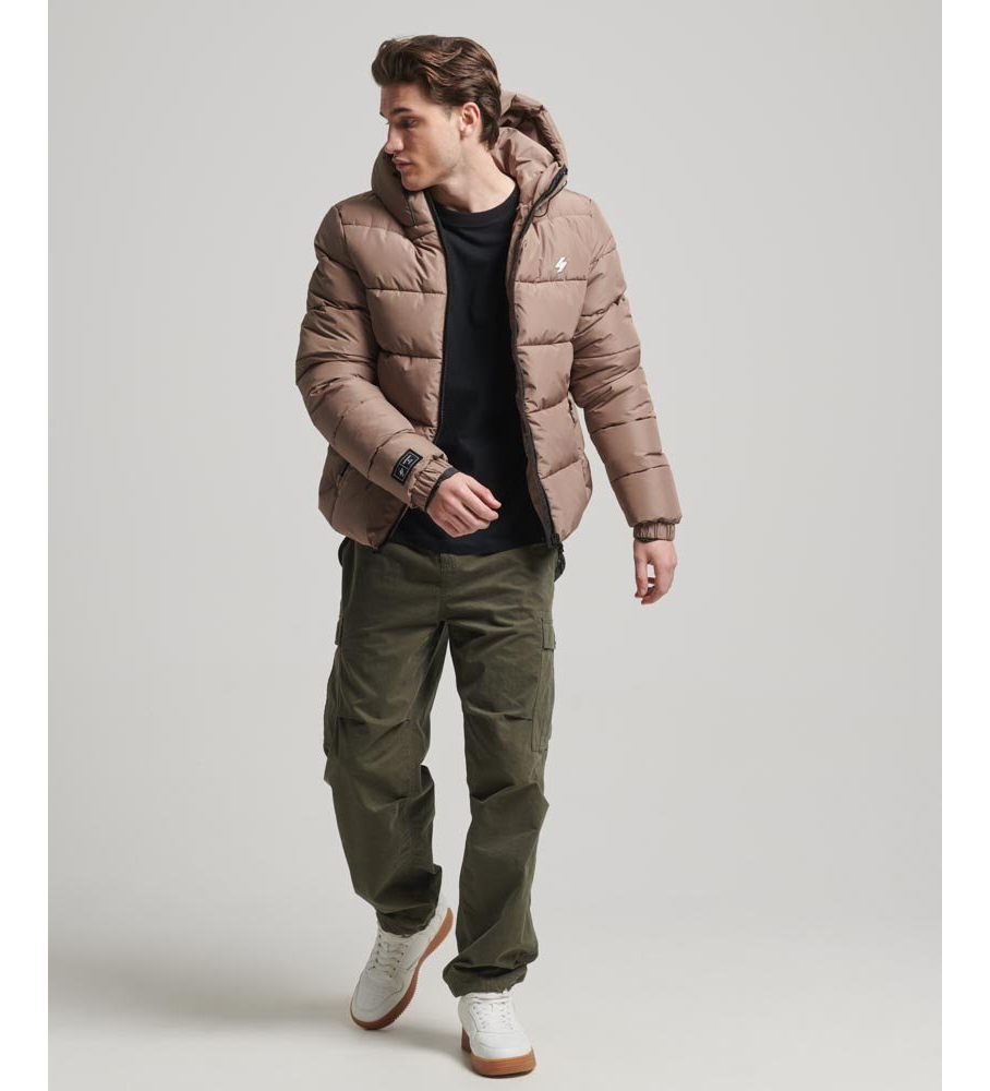 Jaqueta acolchoada Superdry com capuz, bege