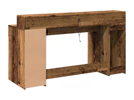 Bureau avec lumières LED vieux bois bois d'ingénierie
