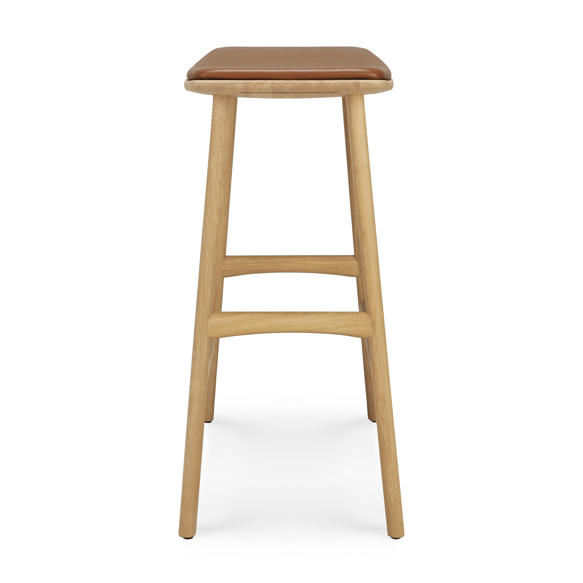 Osso hoge kruk 65 - eiken - cognac leer