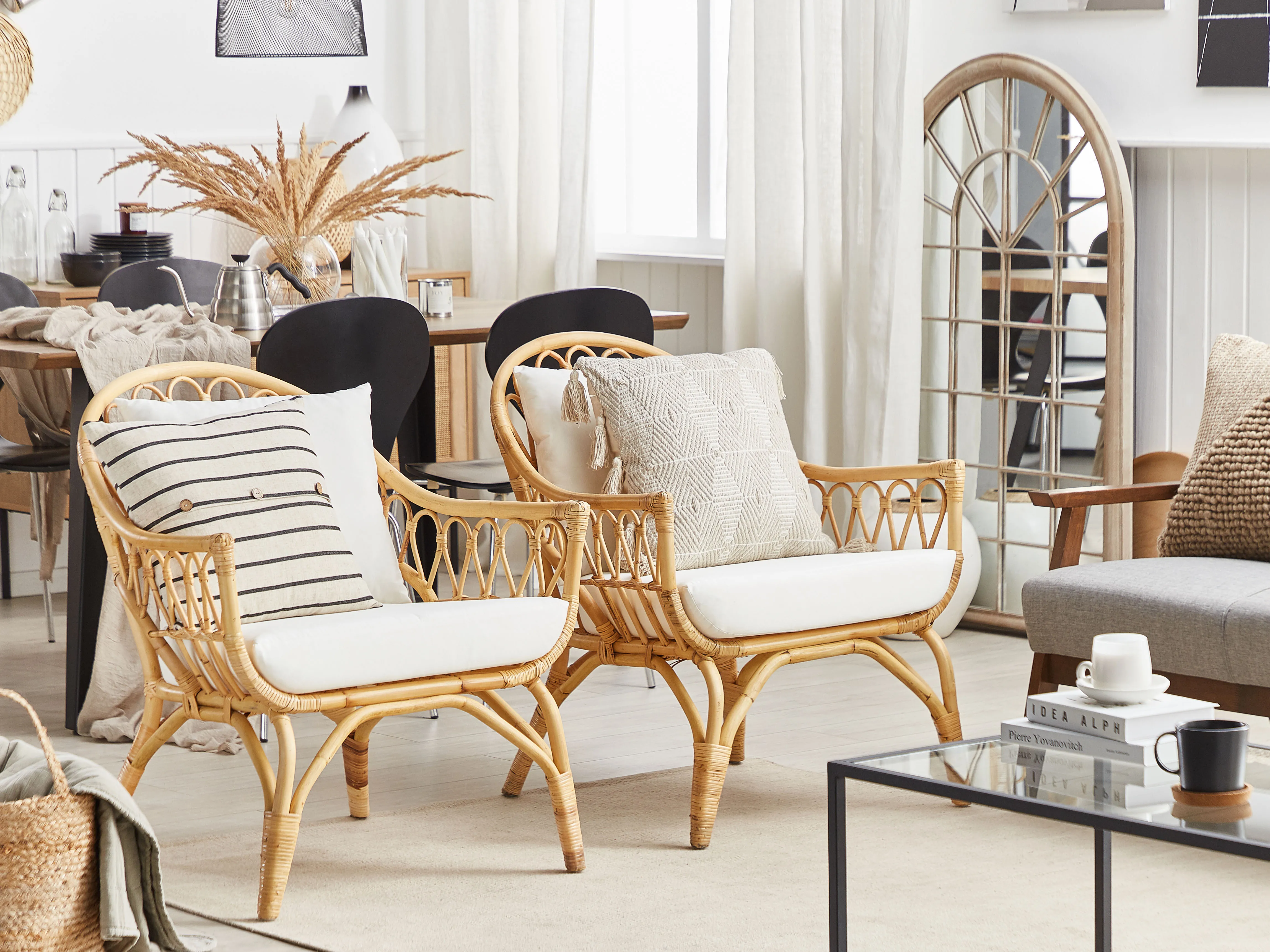 Loungeset met tafel 4-zits SIBARI Rotan Natuurlijk