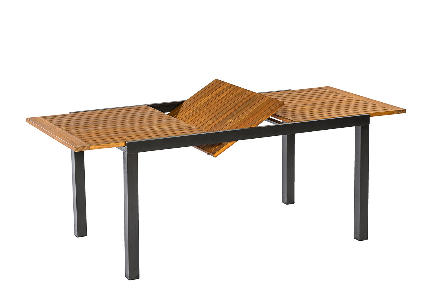 Tilos 7-delige tuinmeubelset, stapelbare stoelen, uitschuifbare tafel 150 (200) x 90 cm