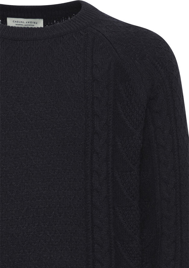 Casual Friday CFKRISTIAN crew neck cable knit Dark navy