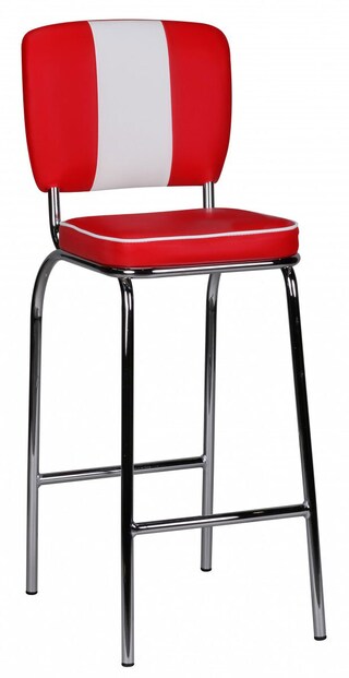 Barhocker Lederlook rot/ weiß