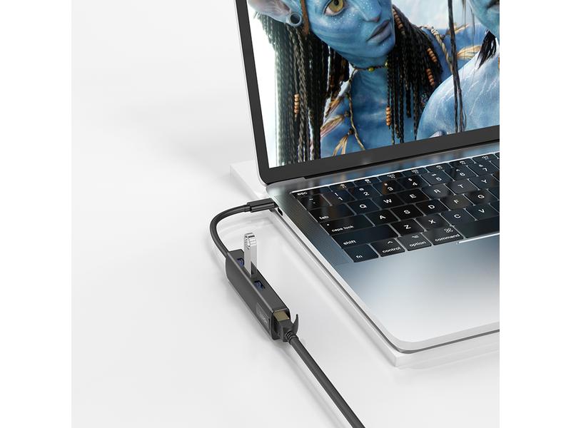 onit USB-C-Hub 3A1RJ45 USB Typ-C Leichter und kompakter Hub mit 3 USB-A-Ports und 1 RJ45-Port