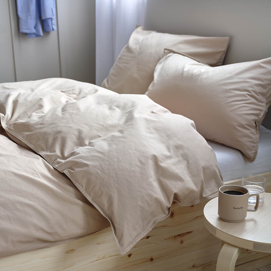 Plain cotton bomullsengesett 140x200 beige