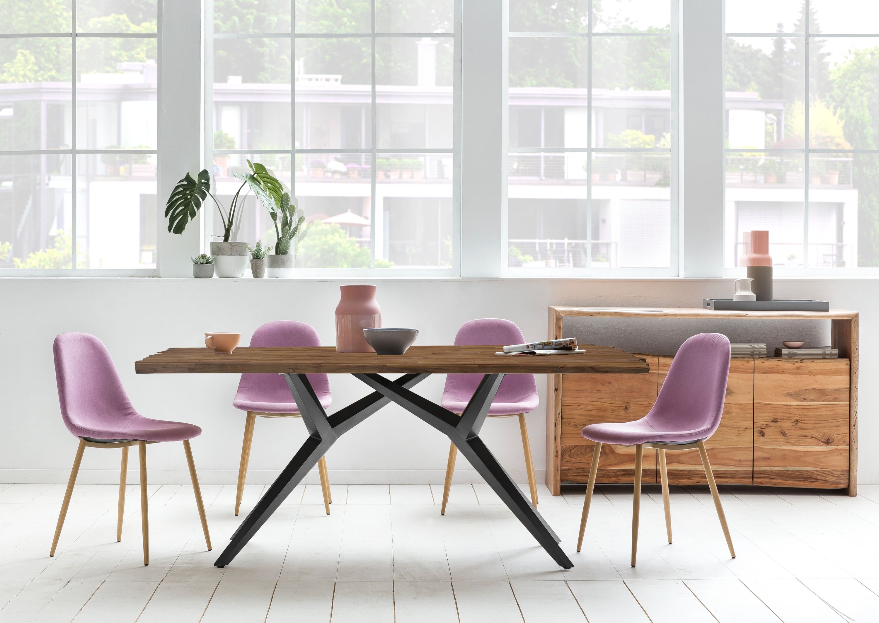 Tisch 180x100 Teak Metall Esstisch Speisetisch Küchentisch Esszimmer Wohnzimmer