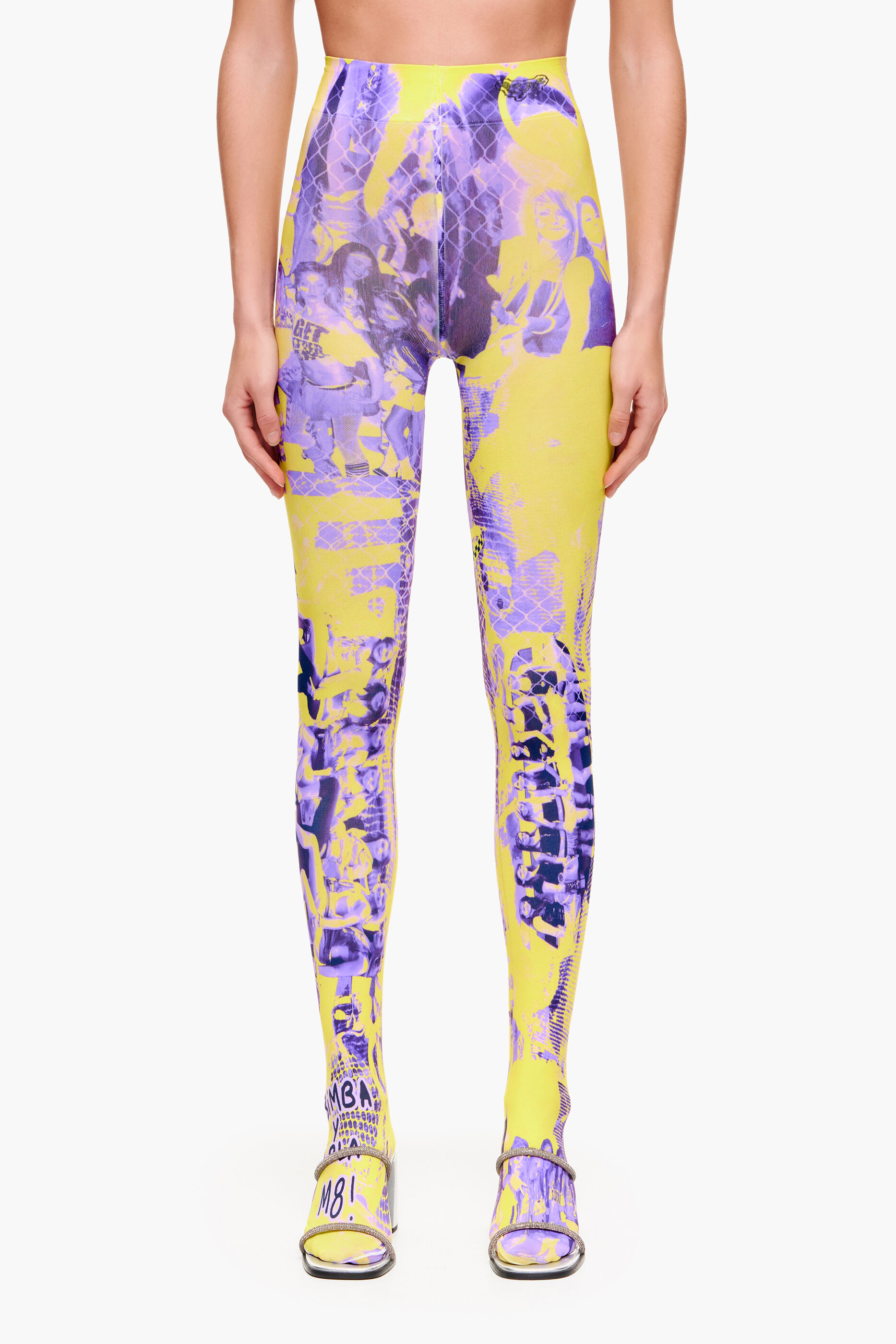 Meias-calças amarelo neon da TYT