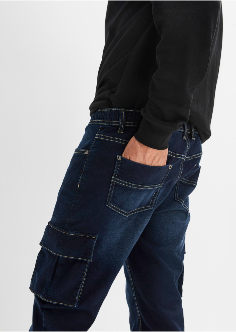Jean cargo taille extensible Regular Fit, Straight
