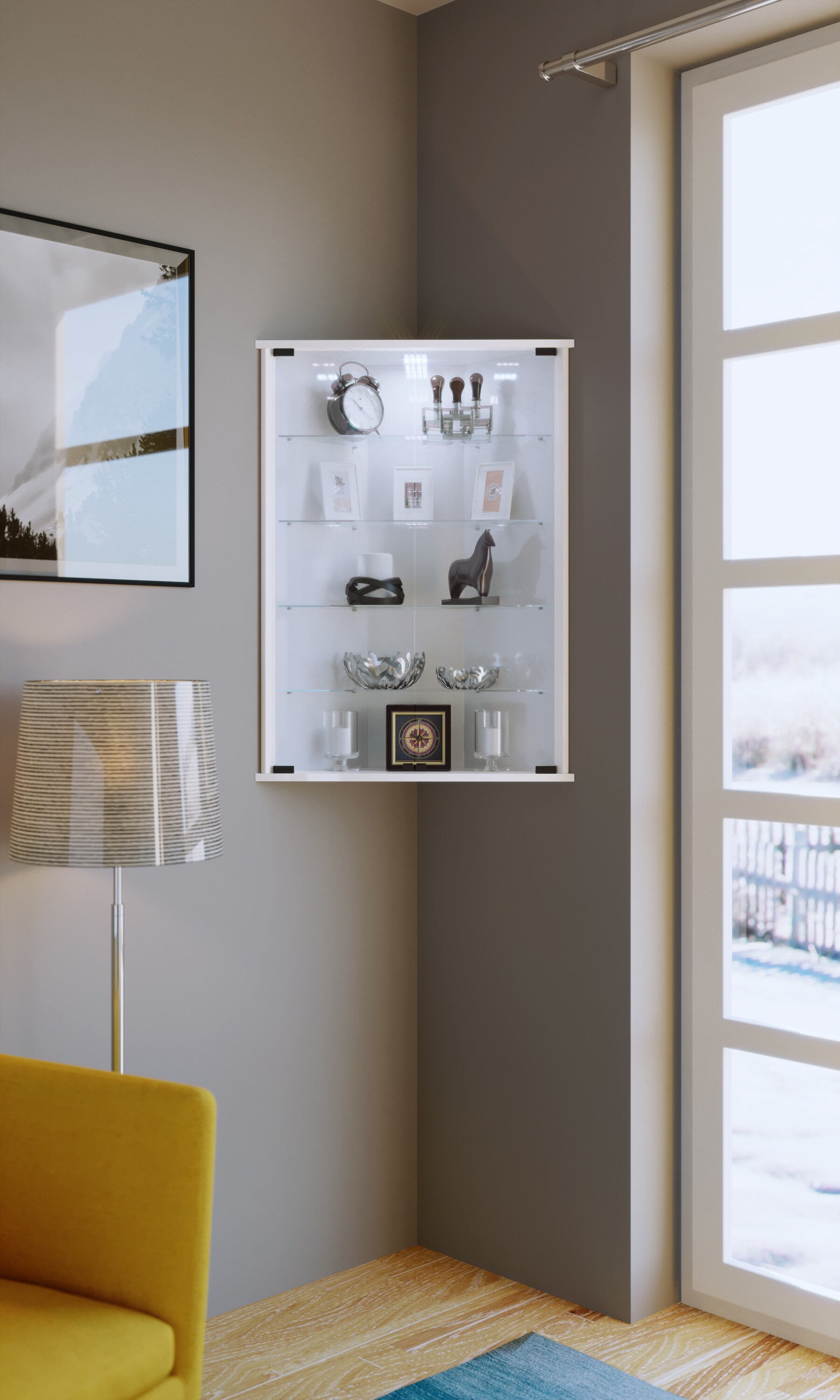 VCM Hängevitrine Wandvitrine Eckvitrine Glastür Vecko