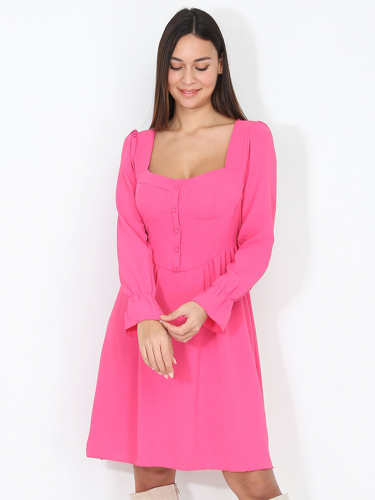Robe patineuse style corset- Fuchsia