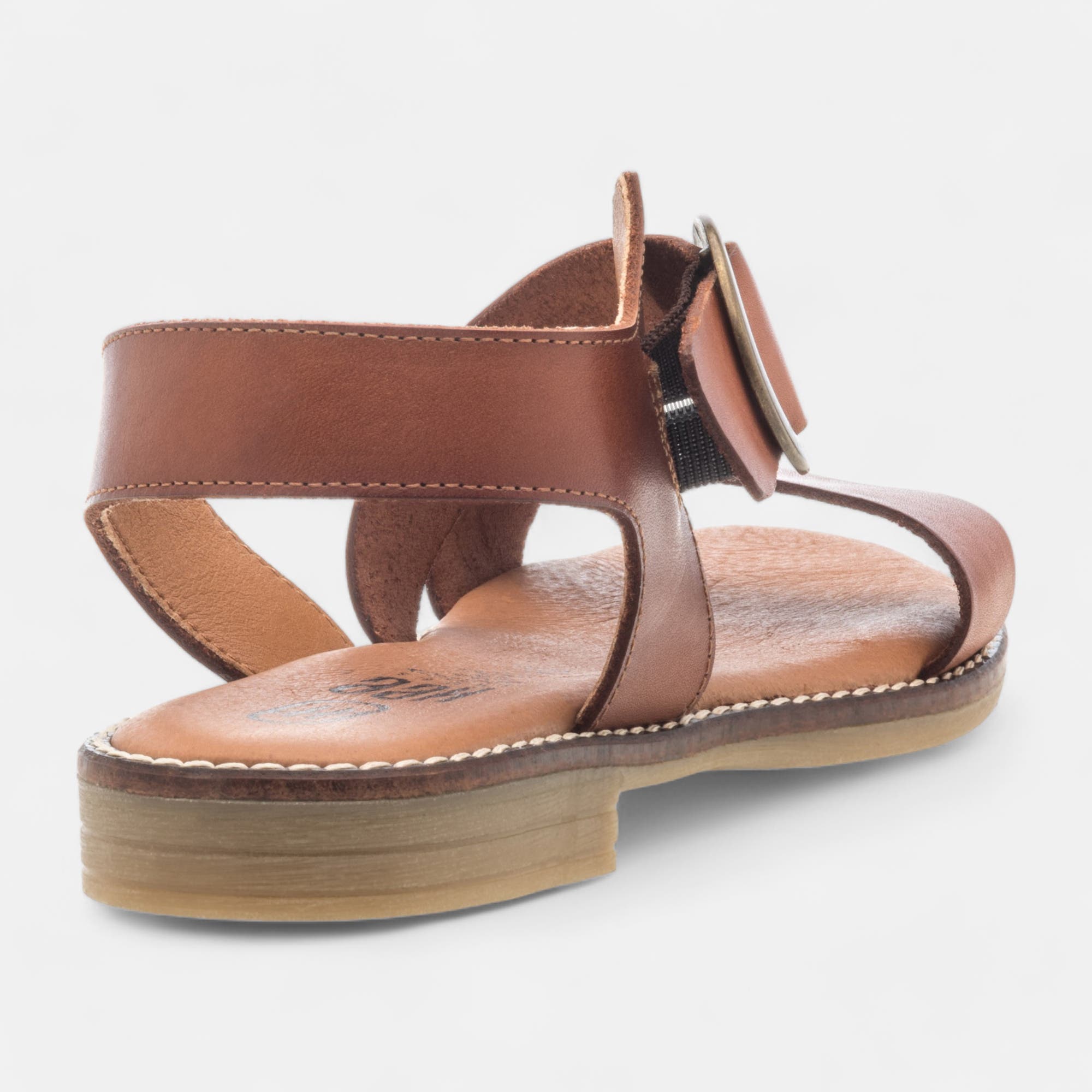 Nu-pieds Femme en cuir cognac