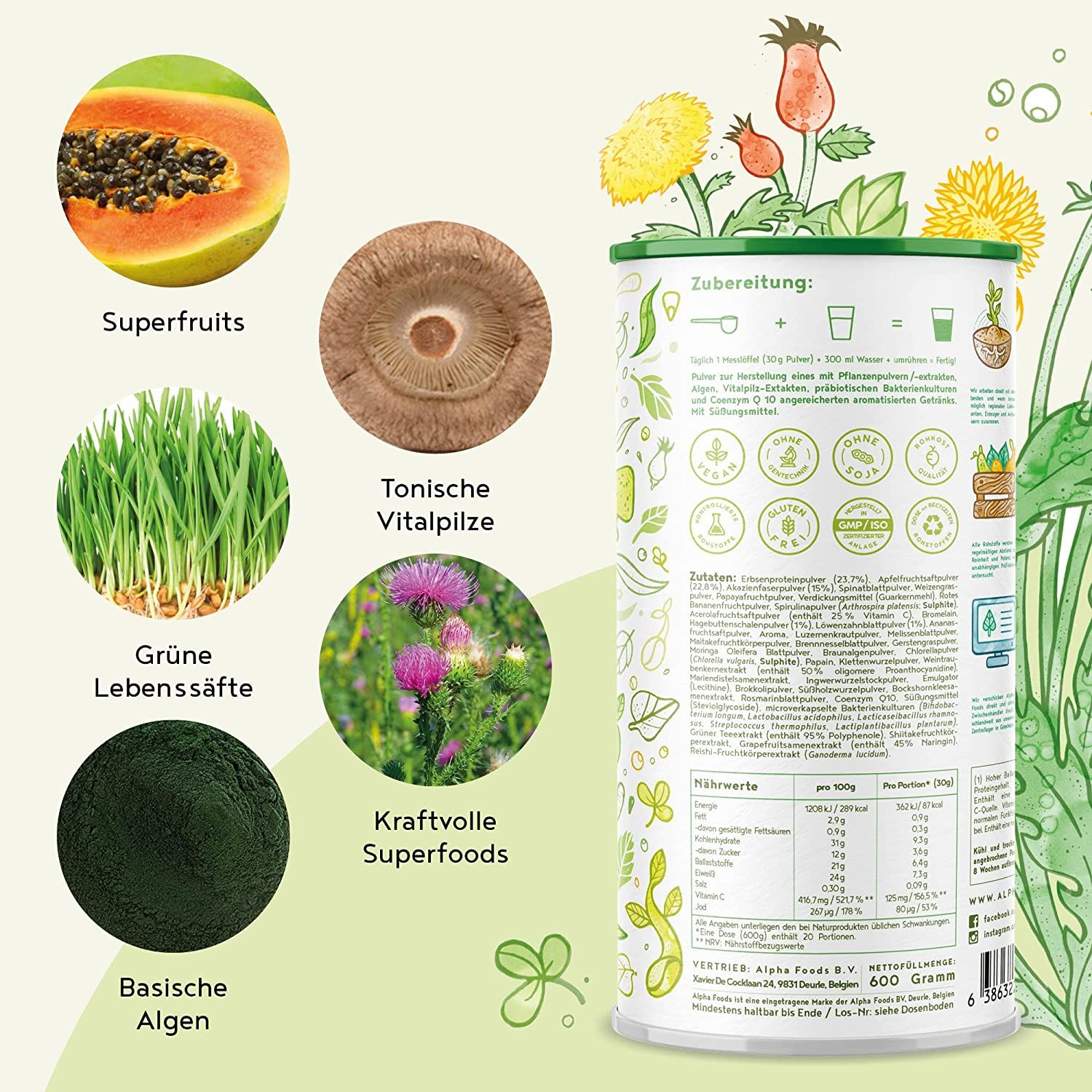 Grüne Mutter - Smoothie Pulver - Das Original Superfood Elixier