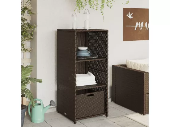 Armoire de rangement jardin marron 50x55x115 cm résine tressée