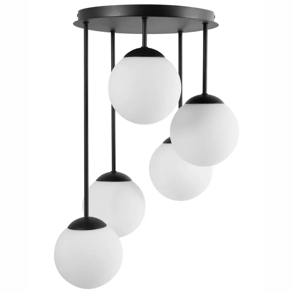 RIANA - Plafondlamp 5 lichten - Zwart - IJzer