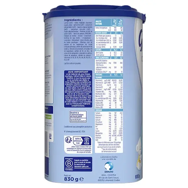Leite Gallia Calisma Estágio 2 830g