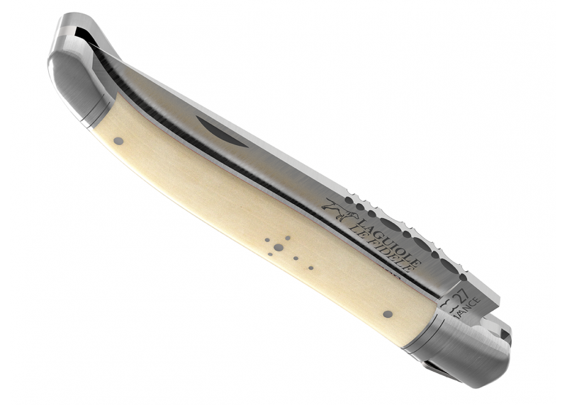 Couteau Laguiole avec un manche en os de bovin et 2 mitres en acier inoxydable