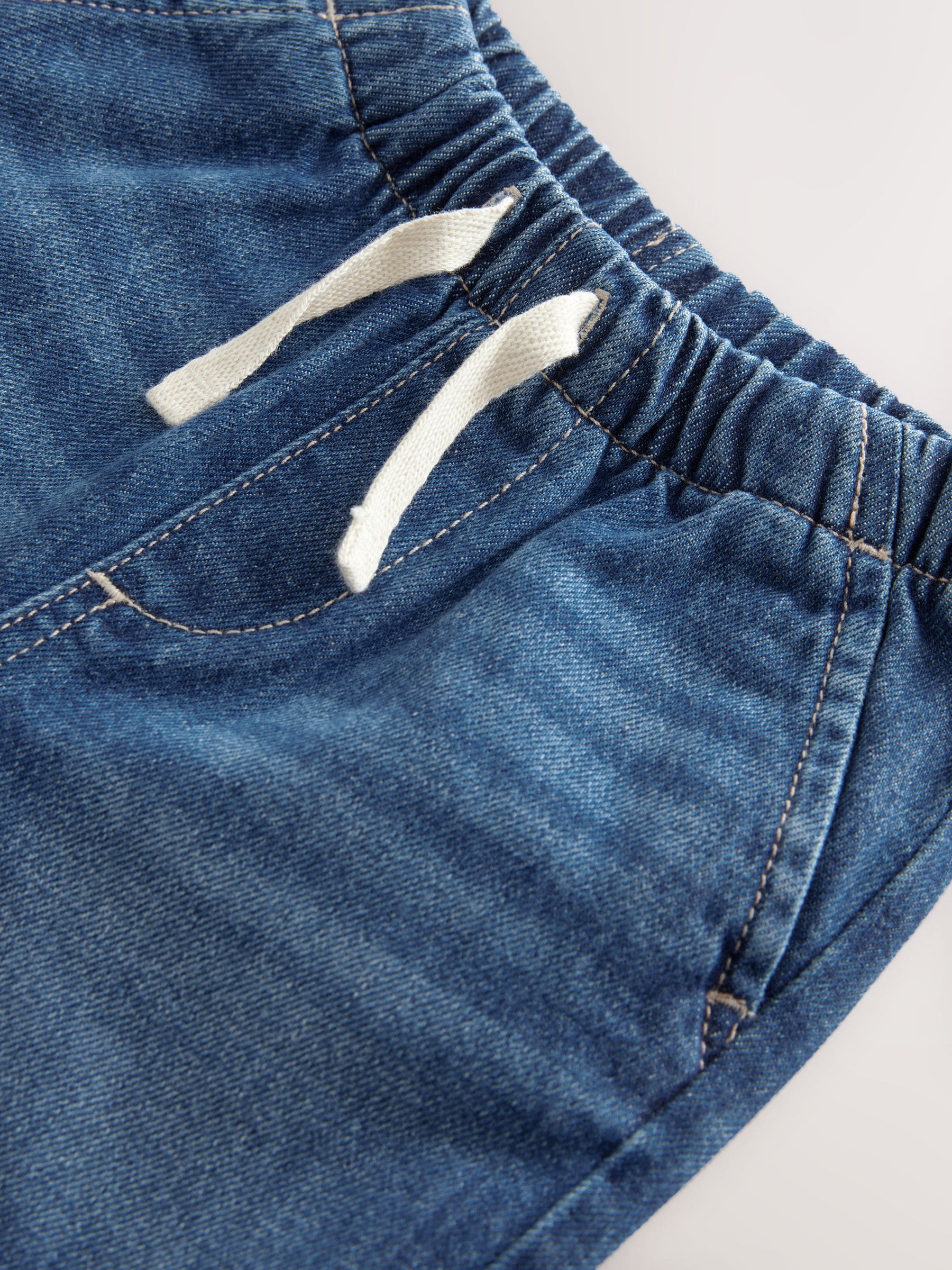 Normaal blauw - Denim shorts met trekkoord (3mnd -7jr)