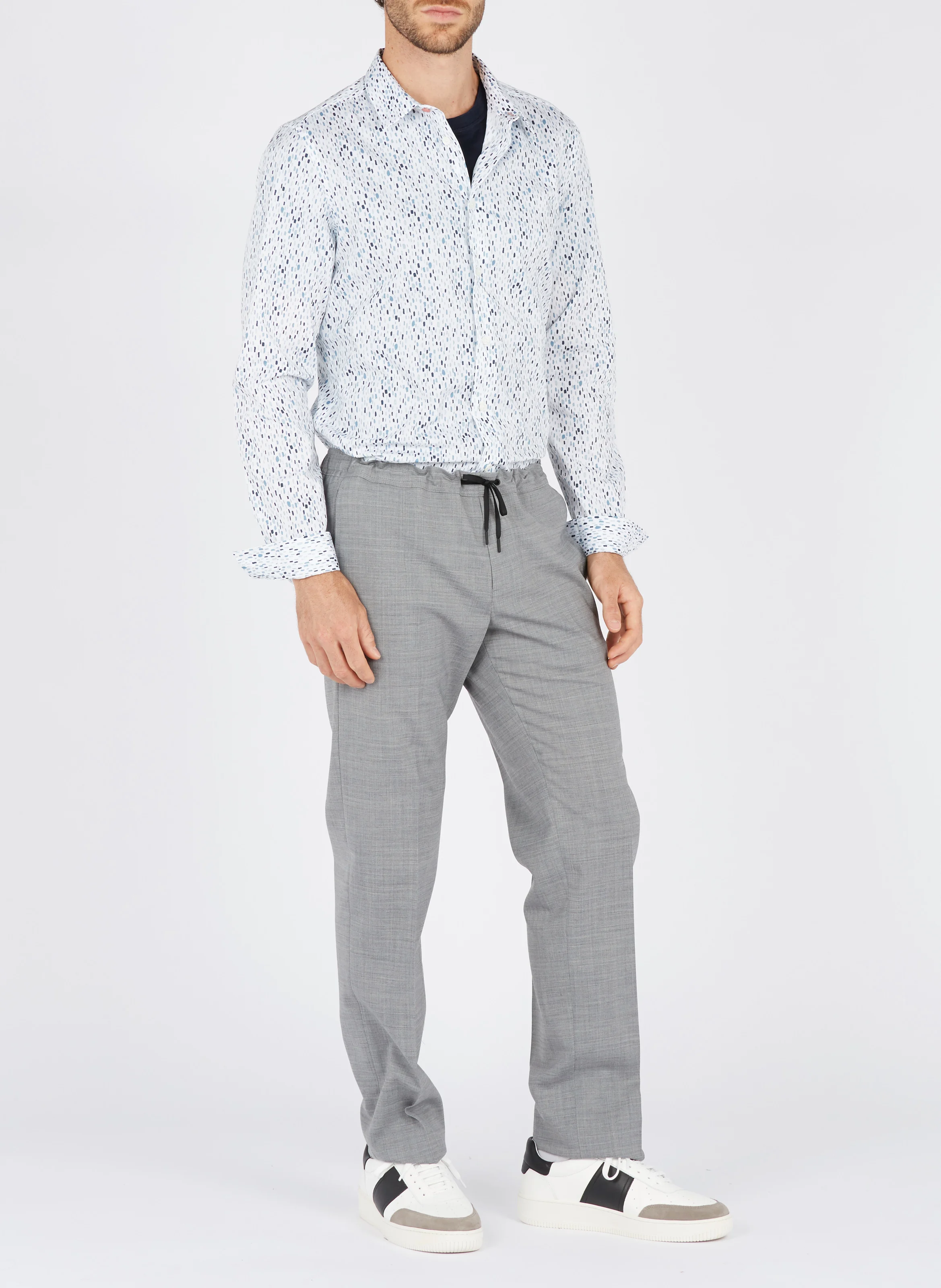 Tee-shirt col rond regular-fit en lin | Bleu