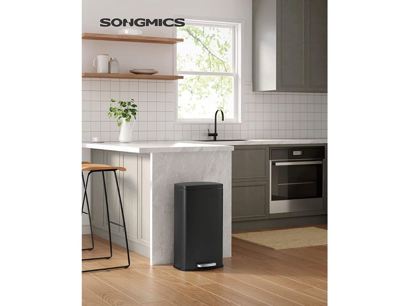 Songmics Abfalleimer 30 l, Grau Stylischer Treteimer