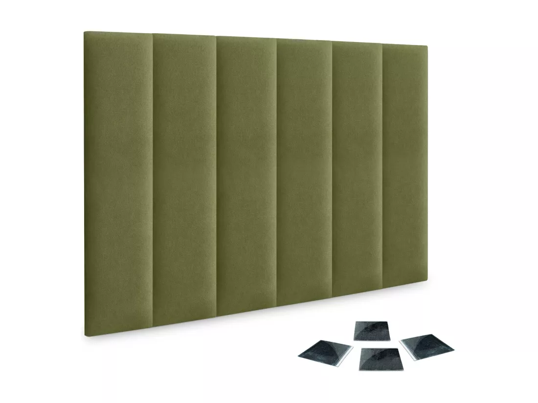 DHOME Lot de 6 Panneaux Rembourrés en Tissu Aqualine Autocollants pour Mur Acoustiques Absorbants Protection contre les Chocs (Vert, 60x30cm, x6)