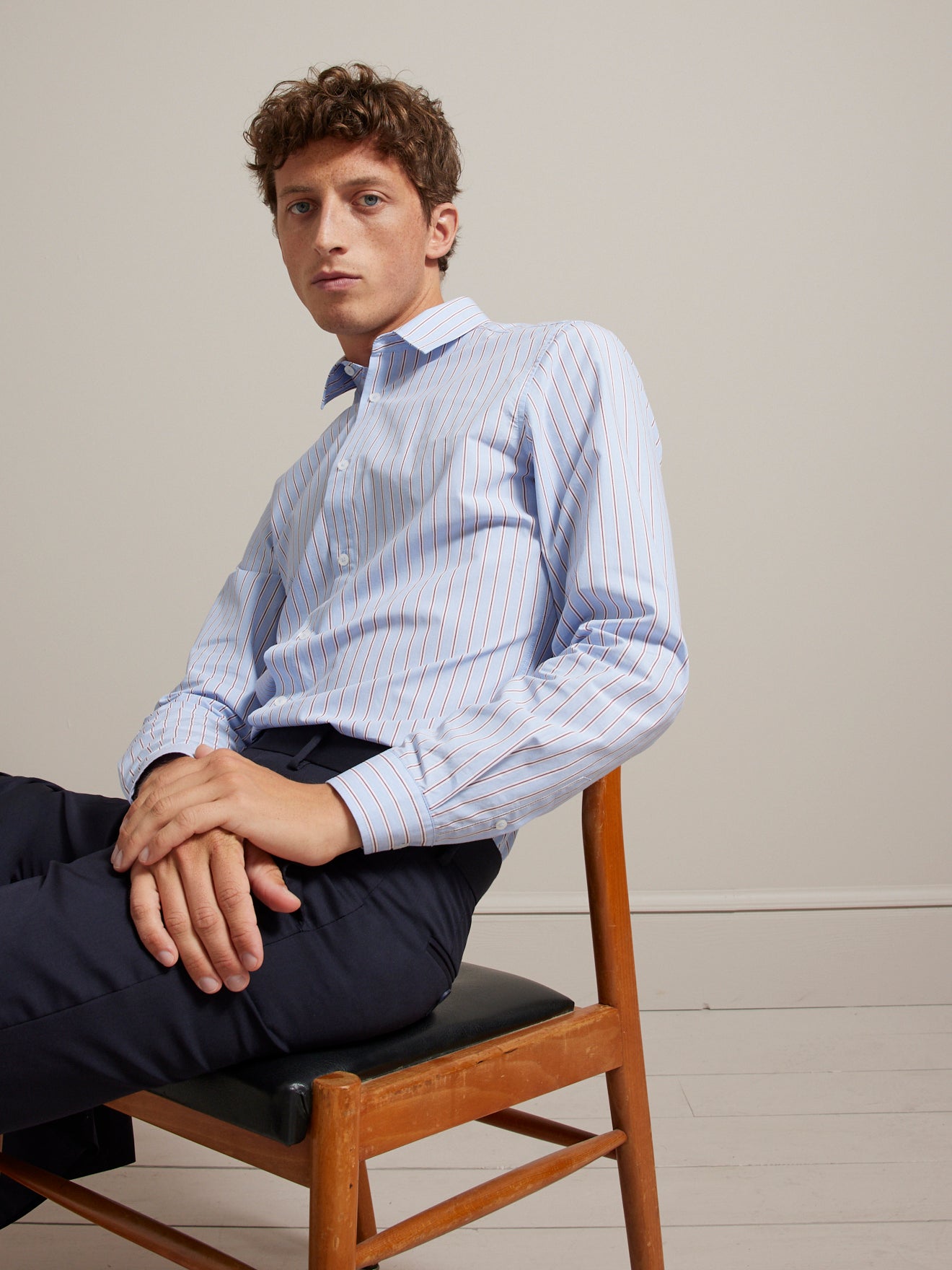 Chemise rayures tricolores slim fit homme