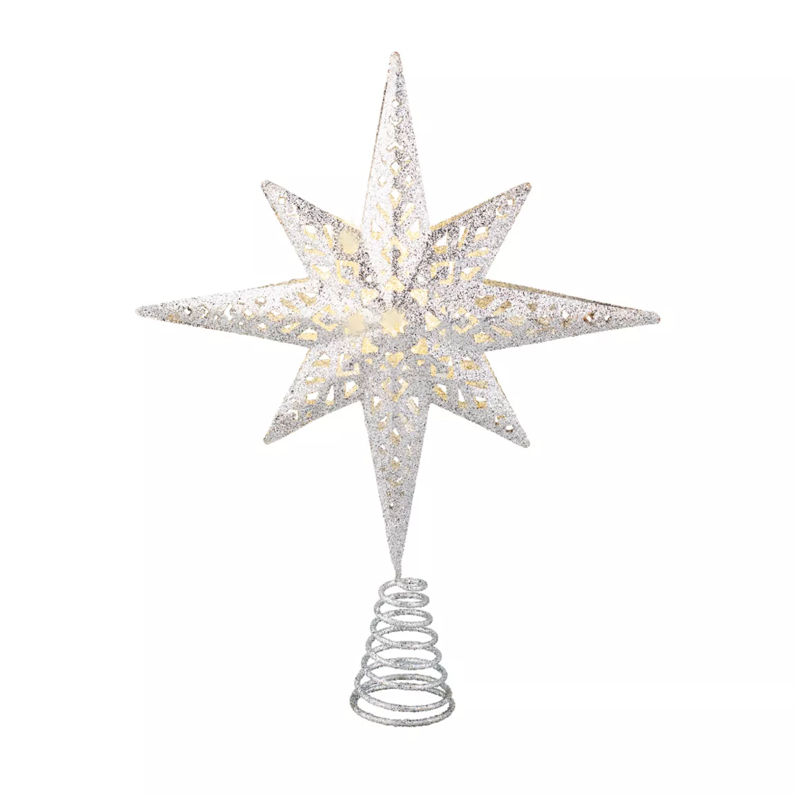 Cimier de sapin lumineux 10 LED Crystal Argent/Blanc chaud