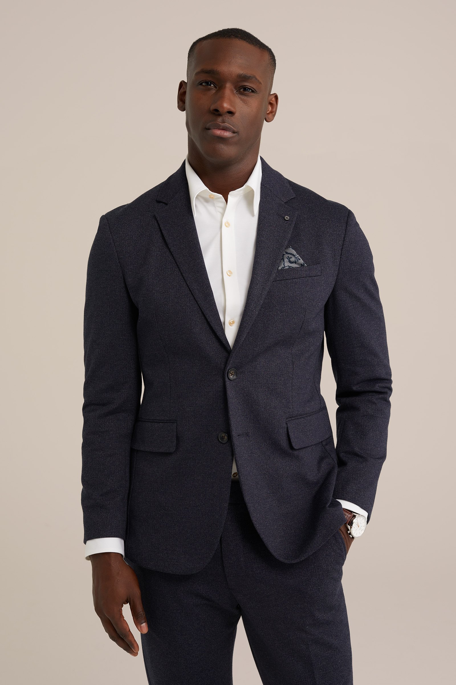 slim fit blazer WE Fashion Donkerblauw