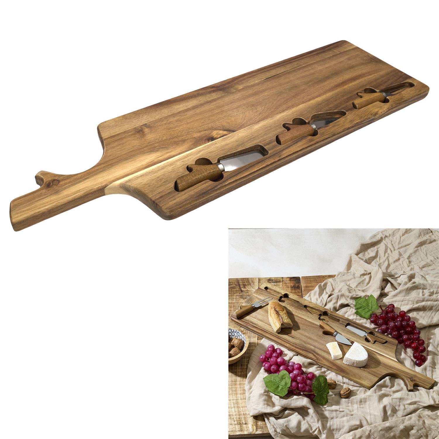 PLANCHE A FROMAGE ACACIA AVEC 3 COUTEAUX