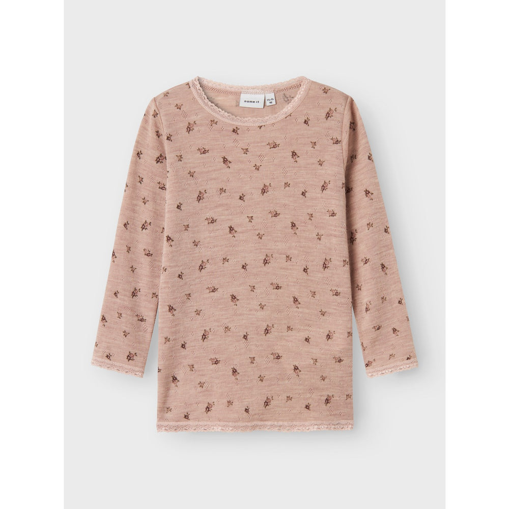 Køb Name It Shadow Gray Small Flowers Nmfwang Uld Needle Ls Top Noos