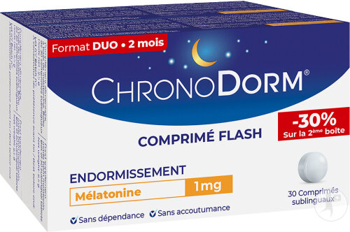 ChronoDorm Mélatonine 1mg Comprimés Sublinguaux 2x30