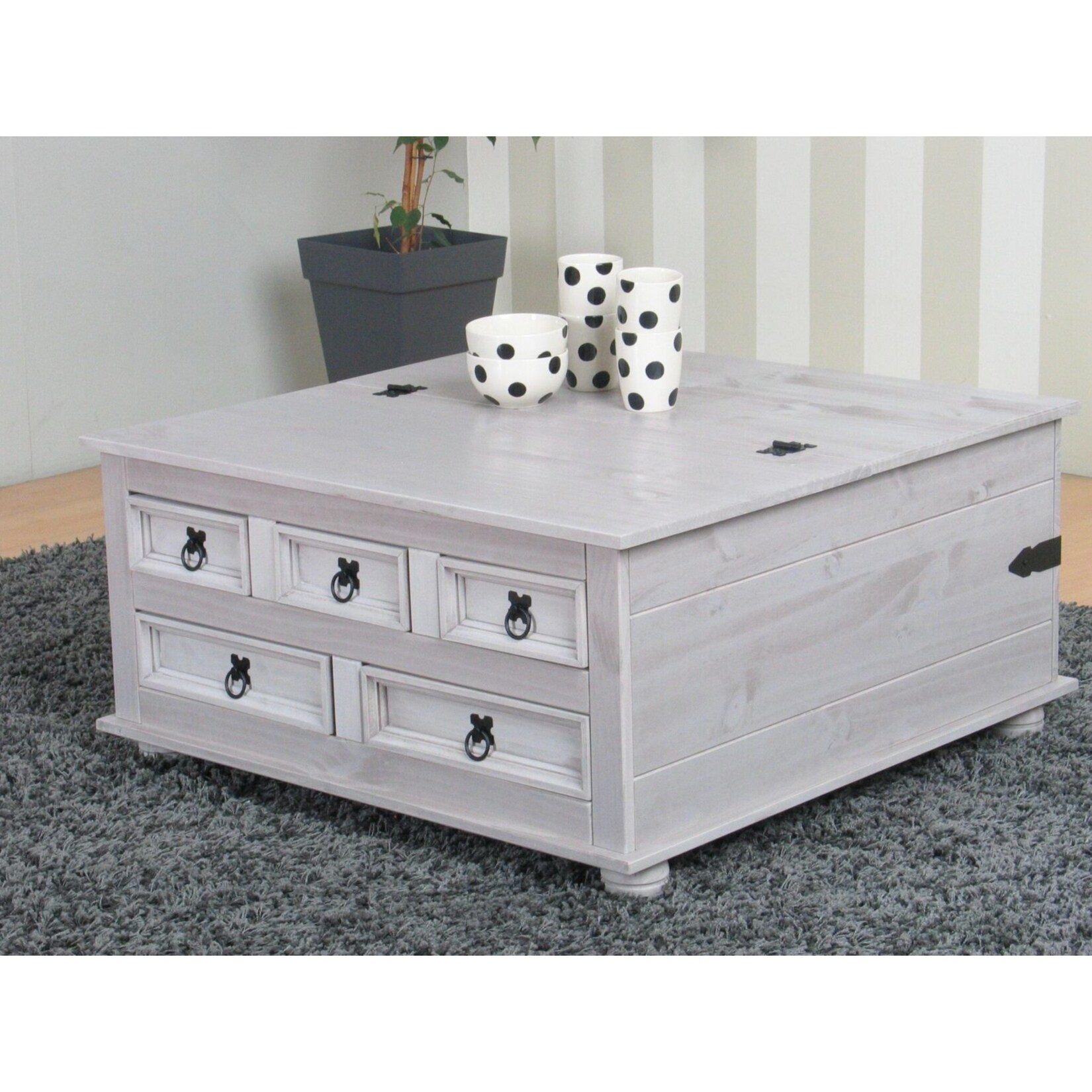 Kiefer Truhentisch New Mexico Mexiko grau massiv Couchtisch Truhe Holztruhe