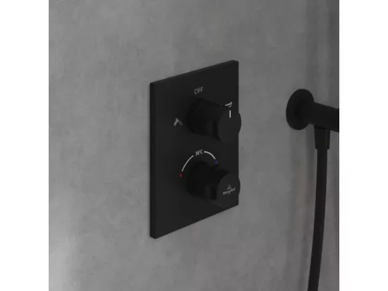 Façade thermostatique 2 voies VILLEROY ET BOCH Universal rectangle Noir mat + corps encastré