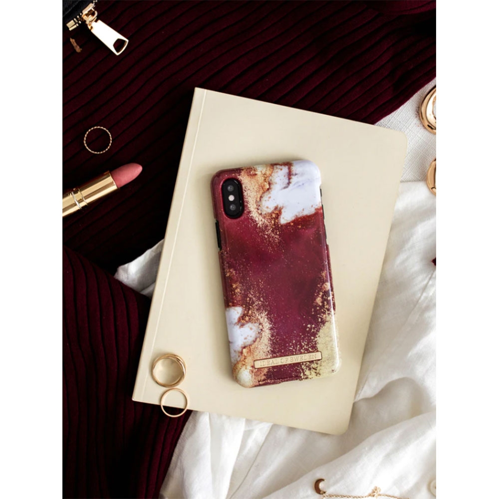 iPhone SE (2022/2020) / 8 / 7 / 6S Hardcase Hülle (IDFCAW19-I7-149) - Golden Burgundy Marble