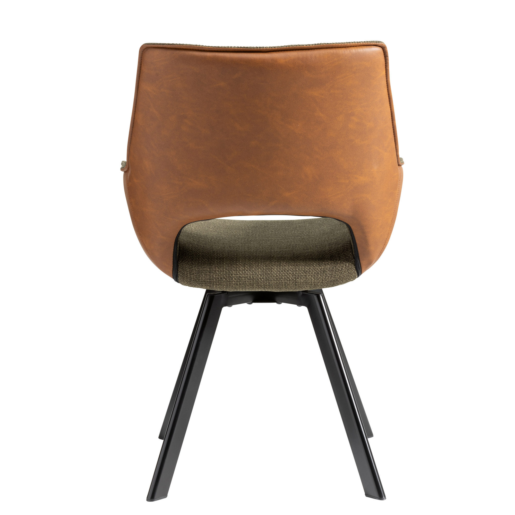 LodgeLiving draaistoel Carry groen(cognac achter en zijkant)