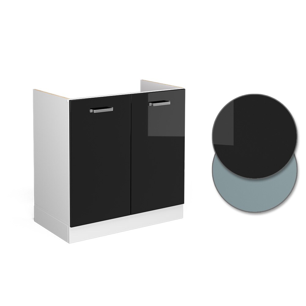 Vicco Spülenunterschrank Küchenschrank R-Line Solid Weiß Schwarz 80 cm modern