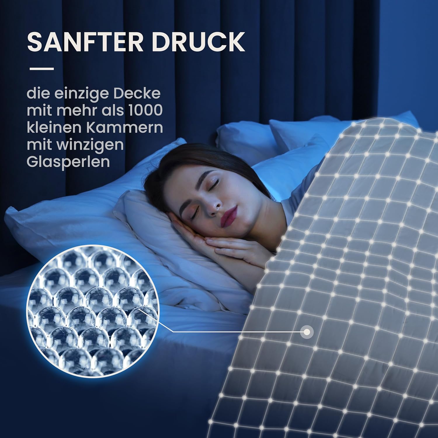 Gewichtsdecke 135x200 cm 6kg Therapiedecke aus 100% Baumwolle, schwere Decke zum schlafen, wirkt Stressreduzierend & therapeutisch, Weighted Blanket