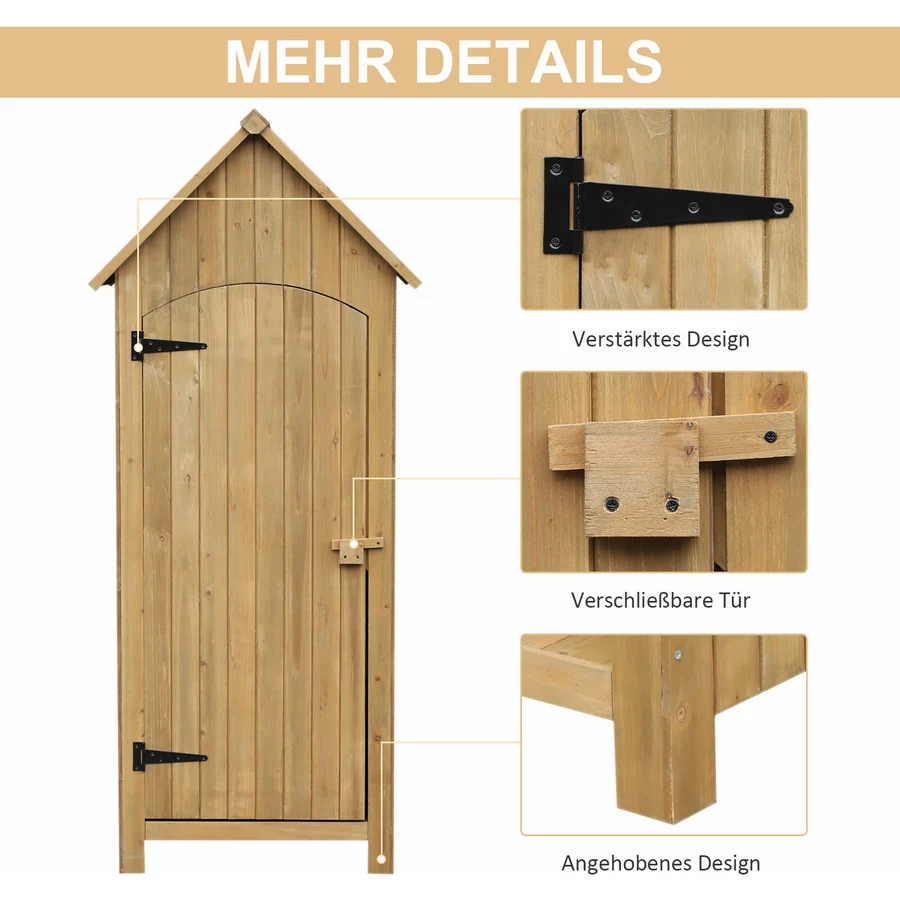 Outsunny Gartenschrank mit Bitumenpappe natur