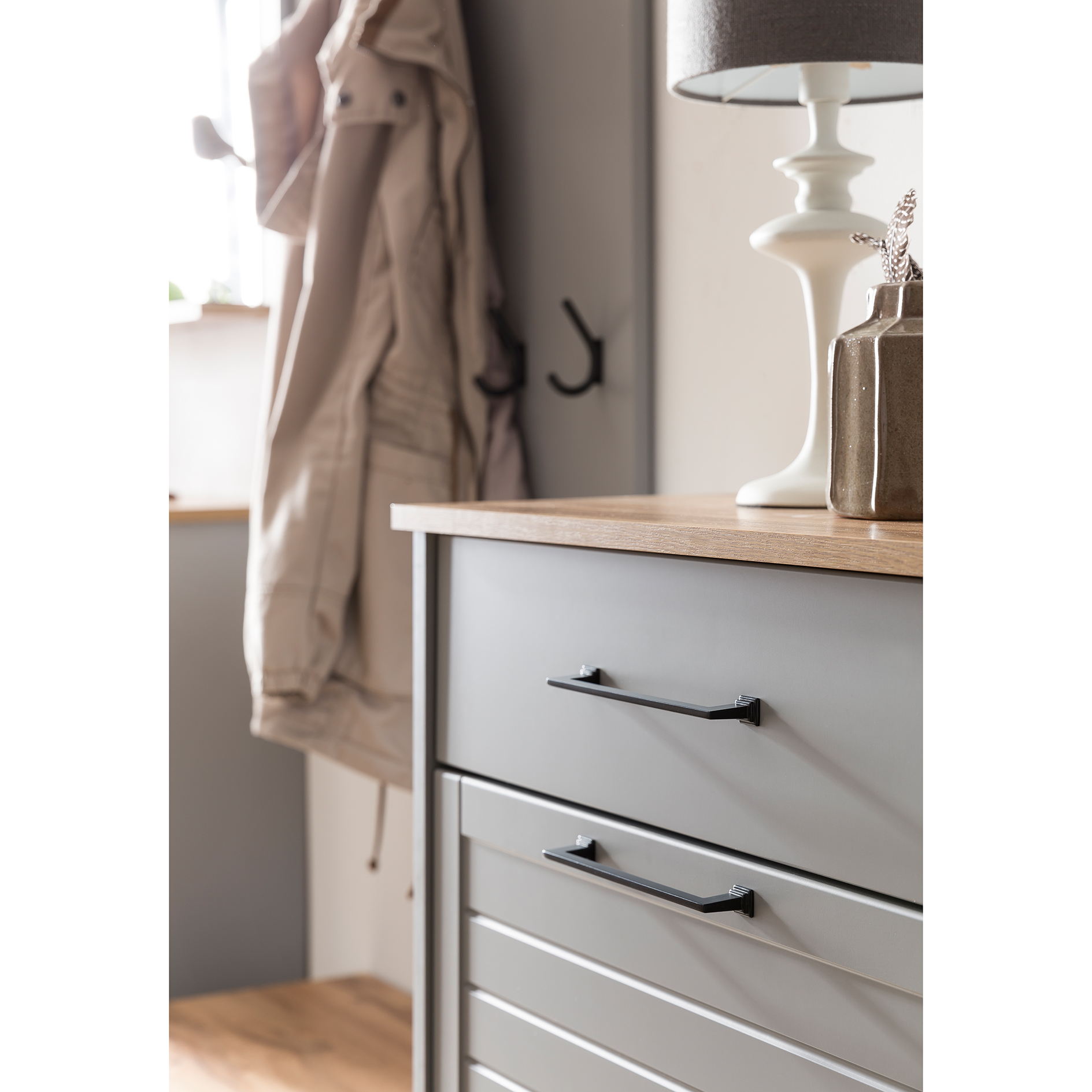 Schuhschrank - platingrau-Eiche - 62 cm