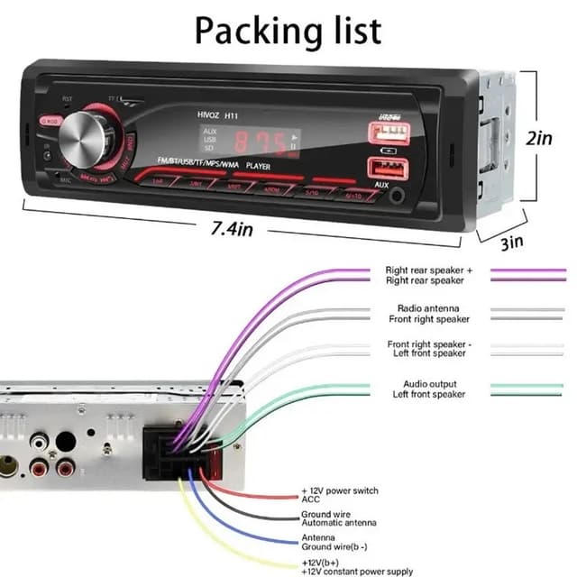 Bilstereo MP3-afspiller Bluetooth FM-radio Bilstereosystem TF-kort U Disk