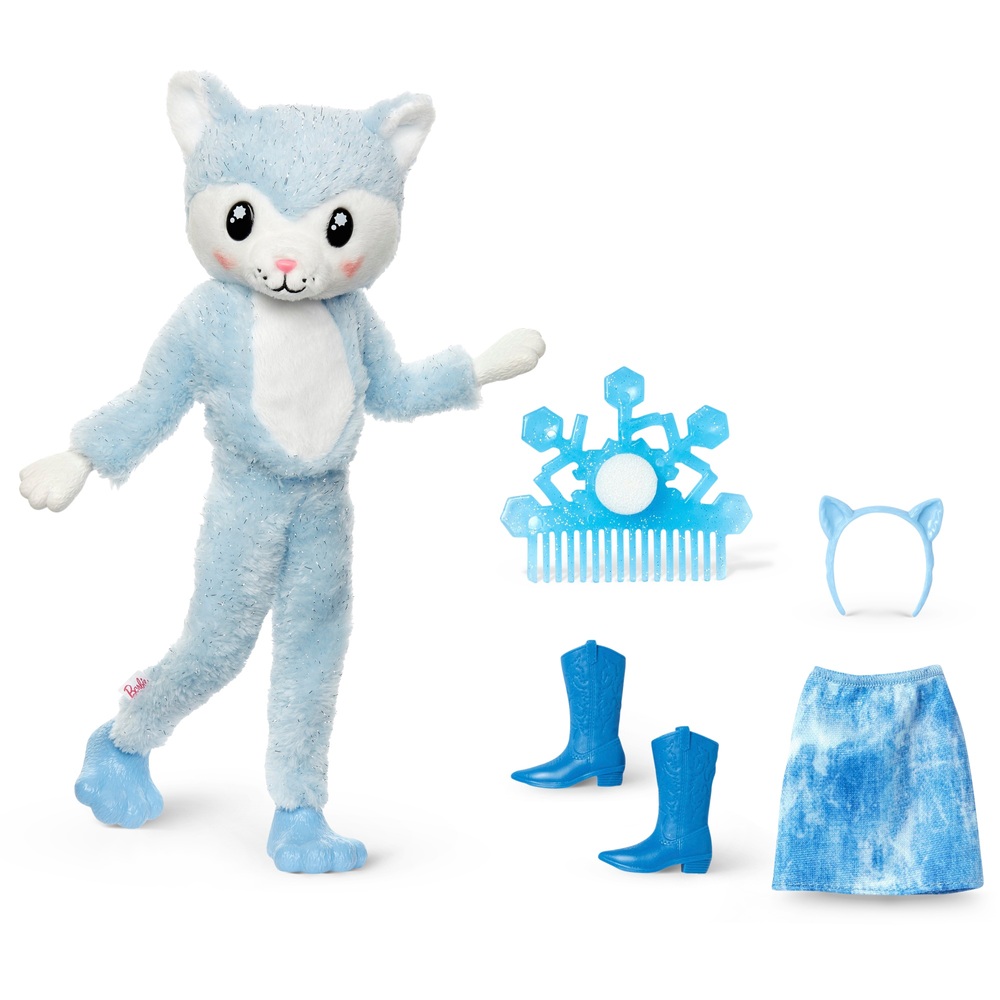 Barbie Cutie Reveal Puppe mit Husky-Plüschkostüm und 10 Überraschungen