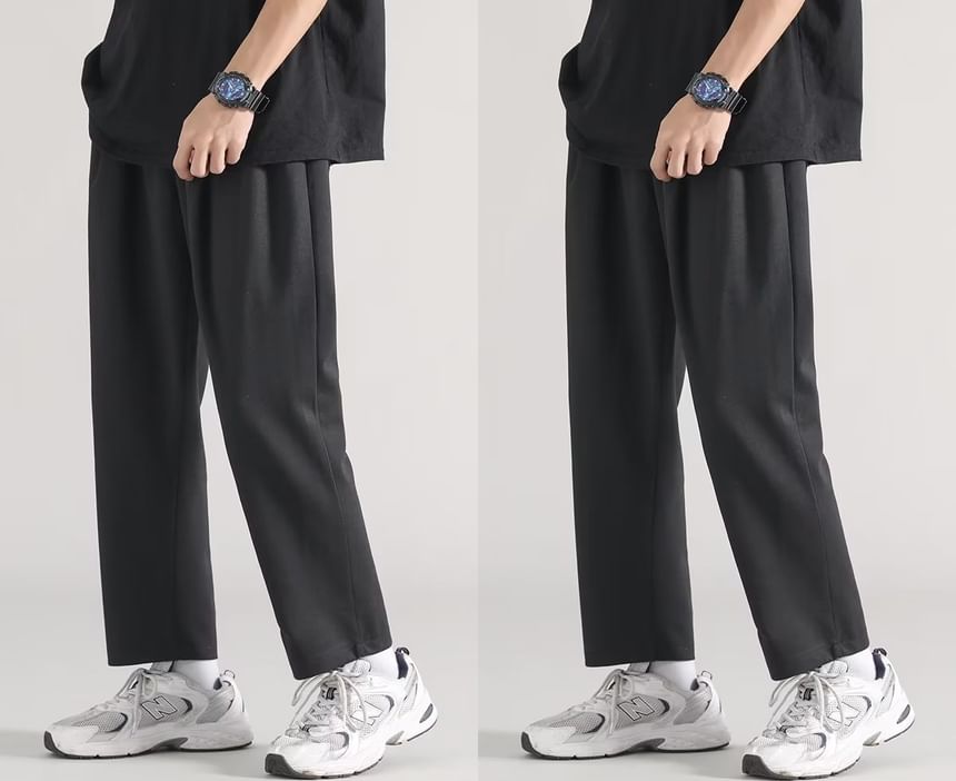 Jozev - Effen cropped rechte joggingbroek met trekkoord in de taille