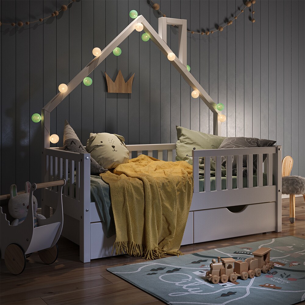 VitaliSpa Hausbett Kinderbett Spielbett Noemi 70x140cm inkl. Matratze Schubladen