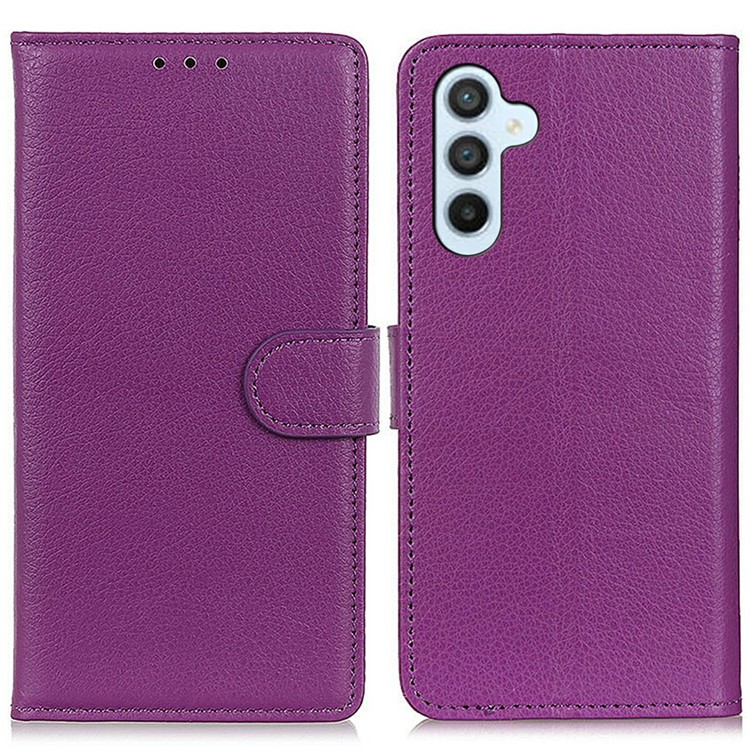 Samsung Galaxy A56 Leder Tasche Flip Cover Litchi Look - Lila