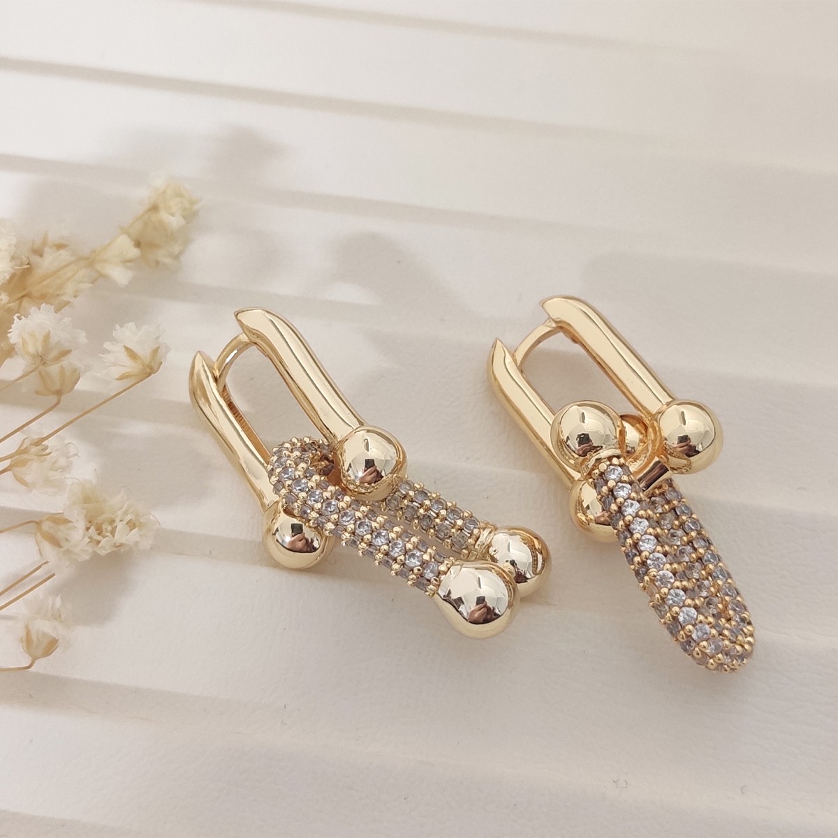 Boucles d'oreilles - Laiton plaqué or & zirconium