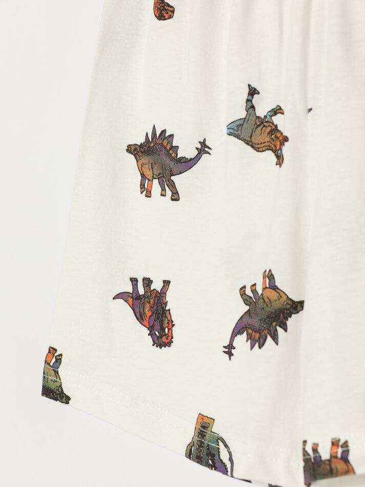 Conjunto de pijama curto estampado do Junassic Park da Universal - Branco
