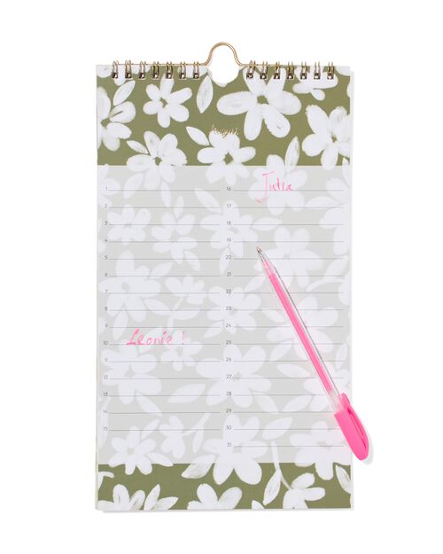 calendrier d’anniversaires 28x16 avec fleurs