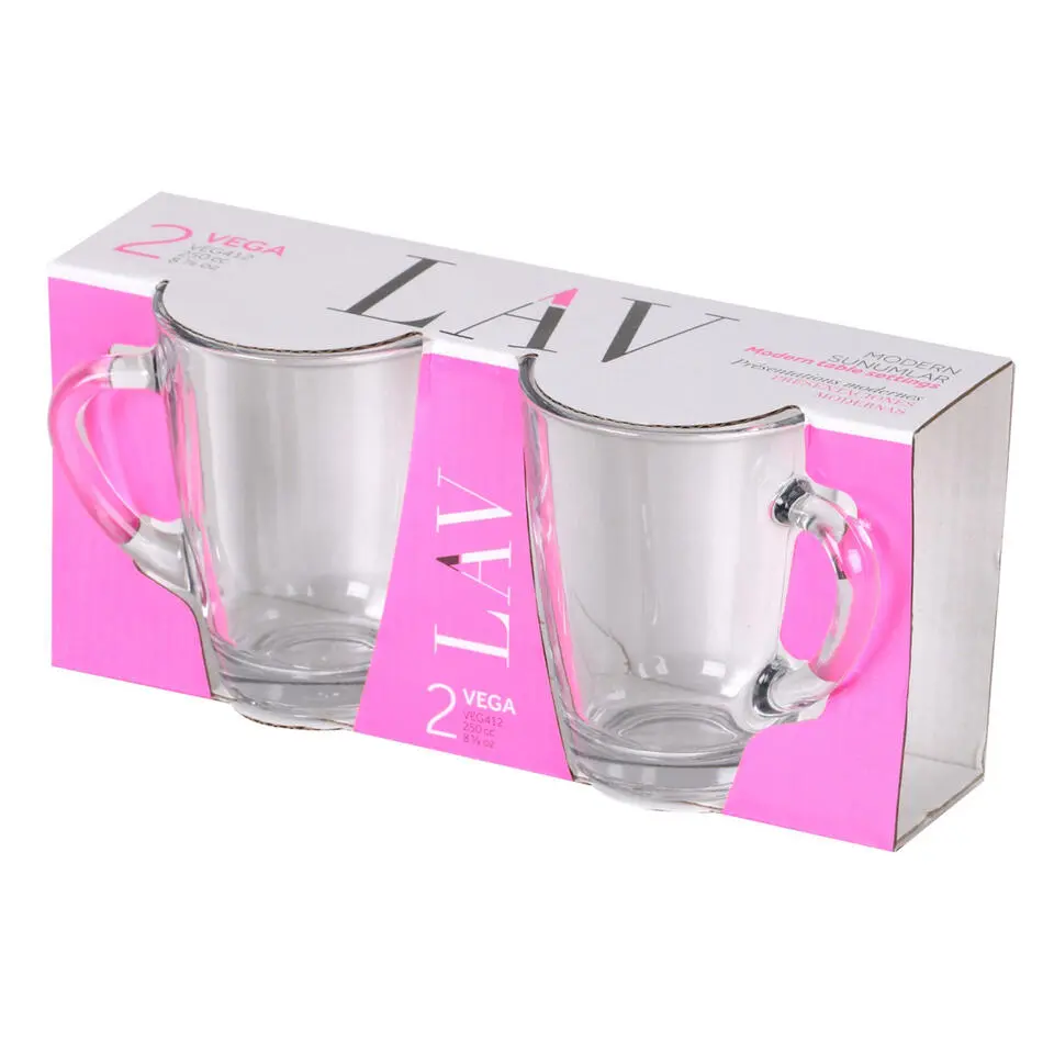 LAV Theeglazen/koffie glazen - transparant glas - 2x - 250 ml