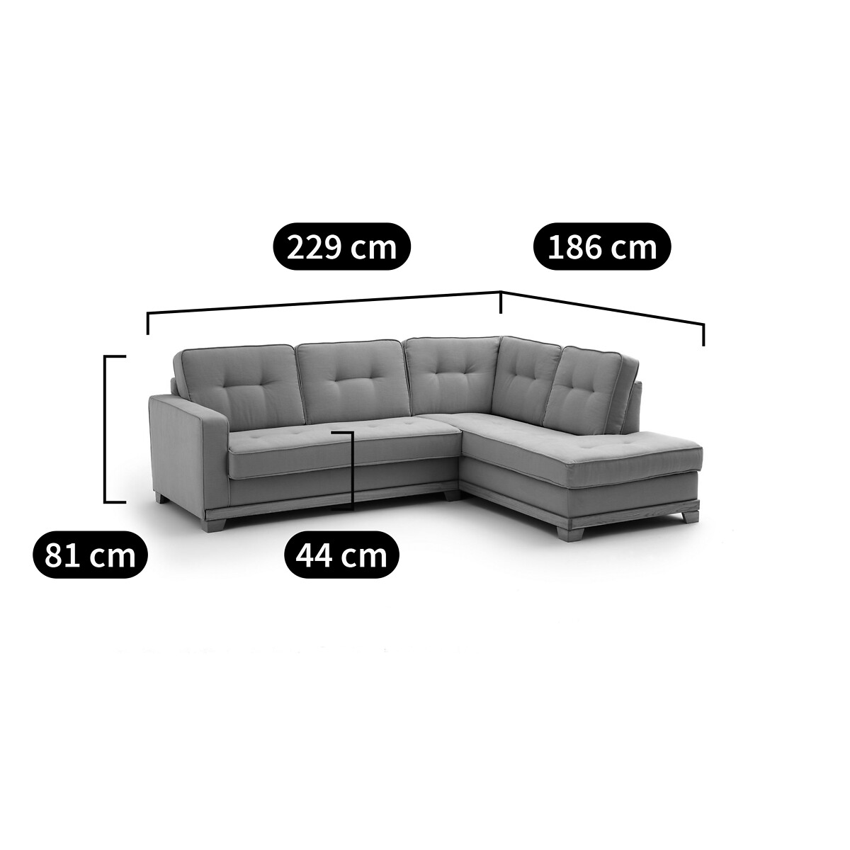 SO'HOME<br>Sofá de canto em algodão/linho Bultex, Ajis